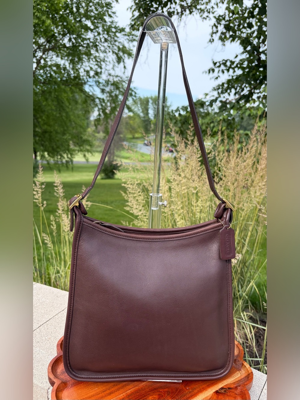 Vintage COACH Andrea Slim Mahogany Leather Hobo Shoulder Bag Rare 9073 - Picture 17 of 17
